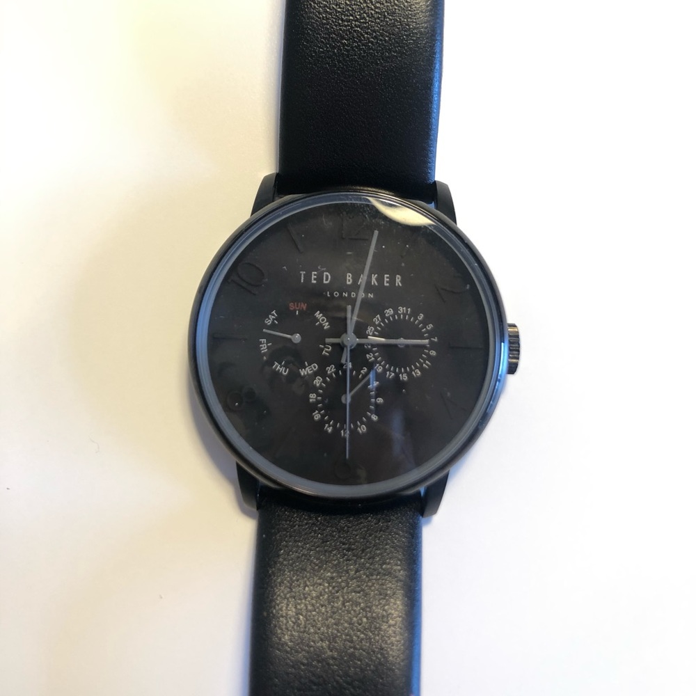 Ted Baker Black Leather Round Watch